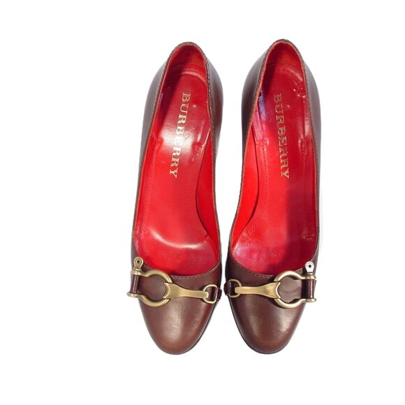 BURBERRY Classic Gold Horse Bit Pumps EU 37/ US 7 - Made in ITALY - Picture 2 of 9